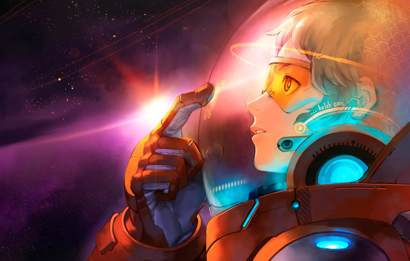 Photo wallpaper space, interface, the suit, art, glasses, helmet, guy, patipat asavasena