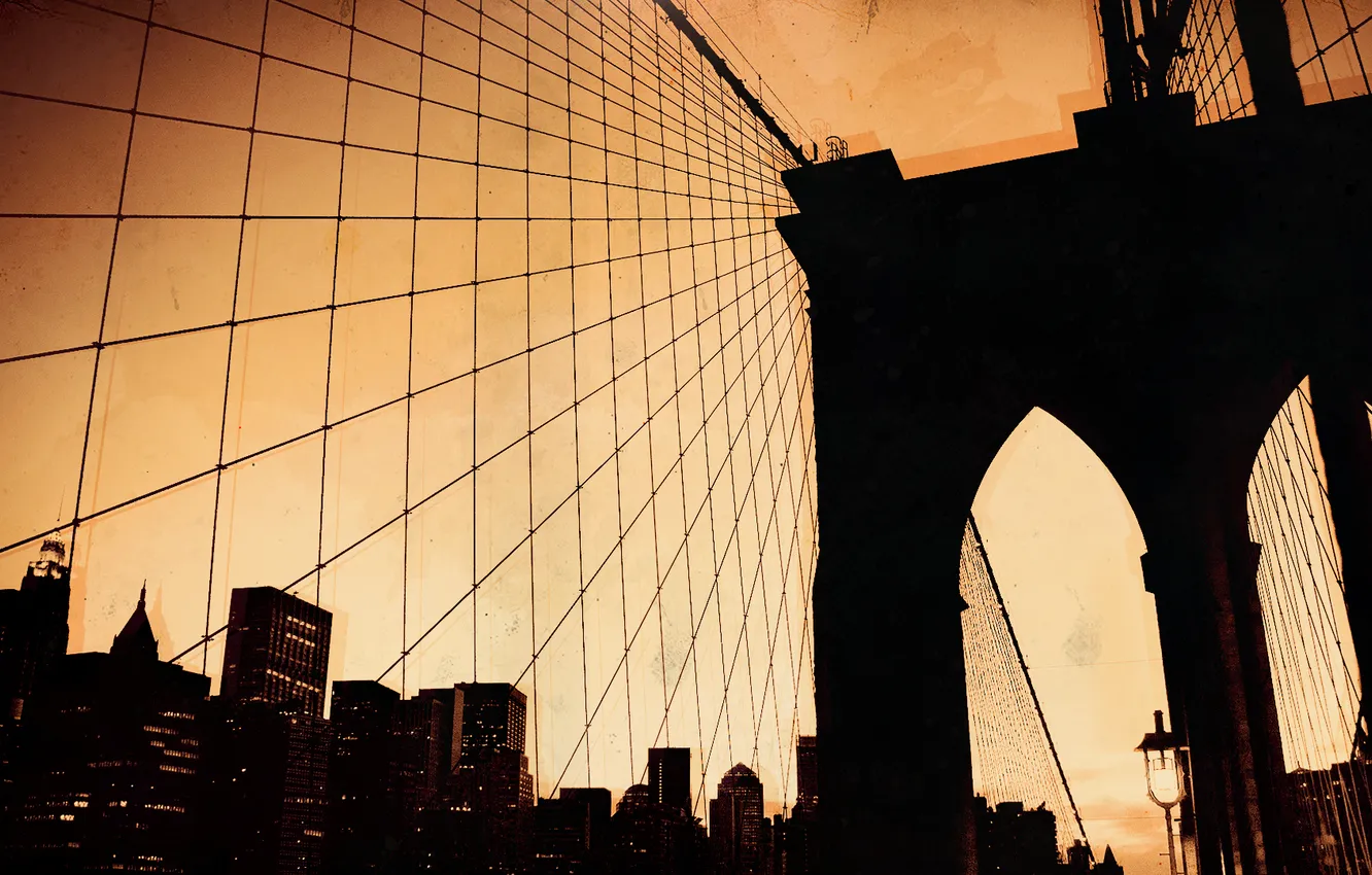 Photo wallpaper Bridge, The city, New York