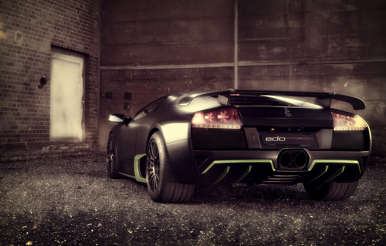 Photo wallpaper machine, wall, yard, Parking, Lamborghini Murcielago