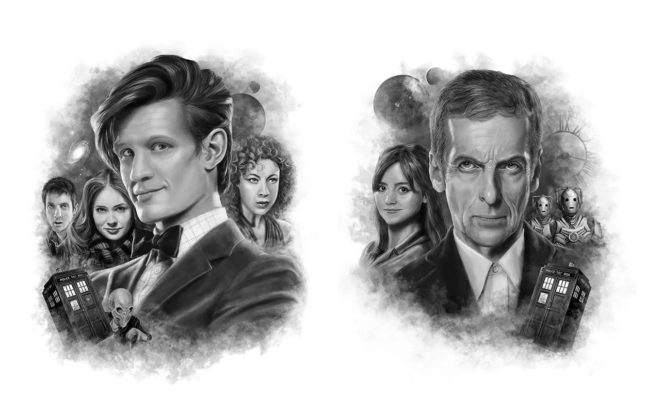 Photo wallpaper art, actor, black and white, male, Doctor Who, Doctor Who, Matt Smith, Matt Smith