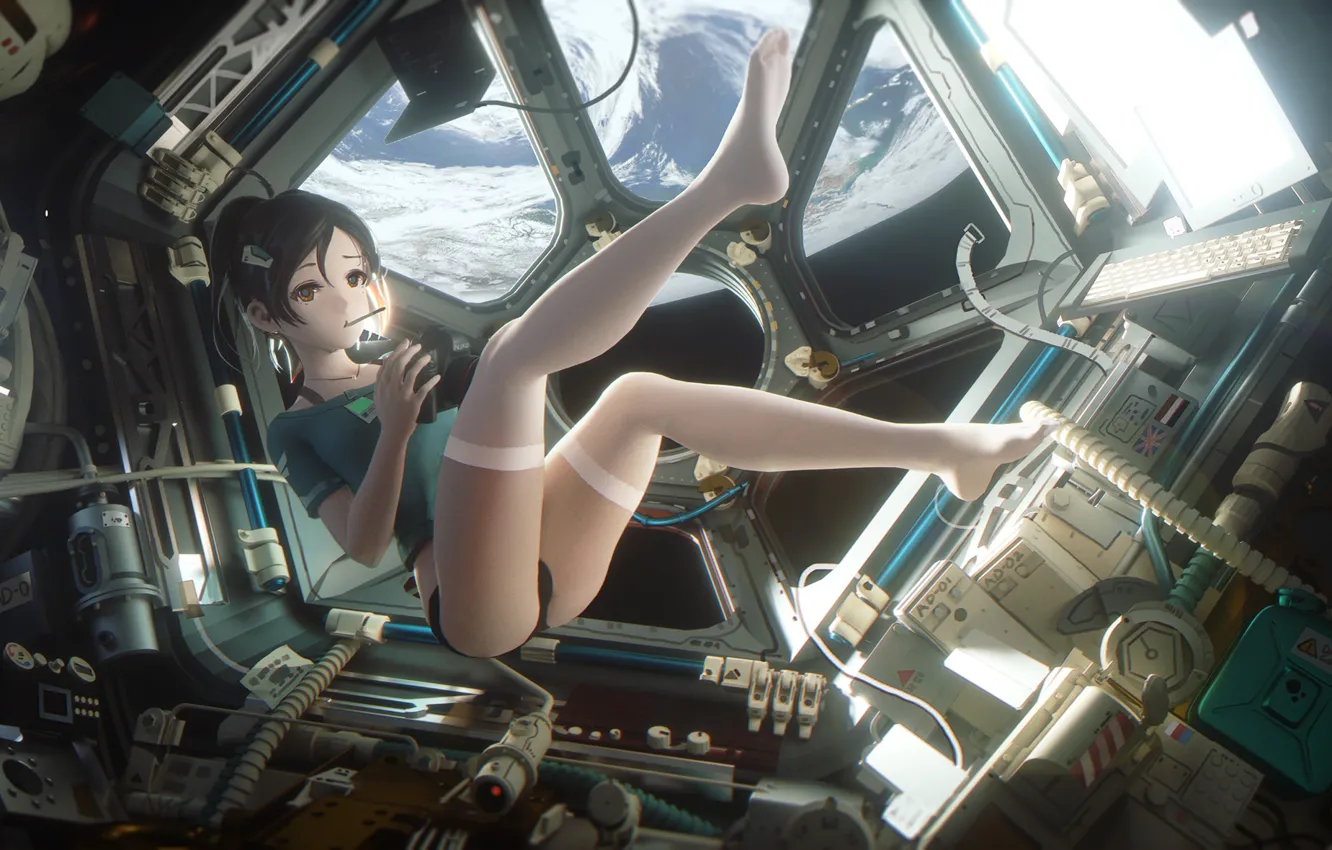 Photo wallpaper Girl, Space, Weightlessness