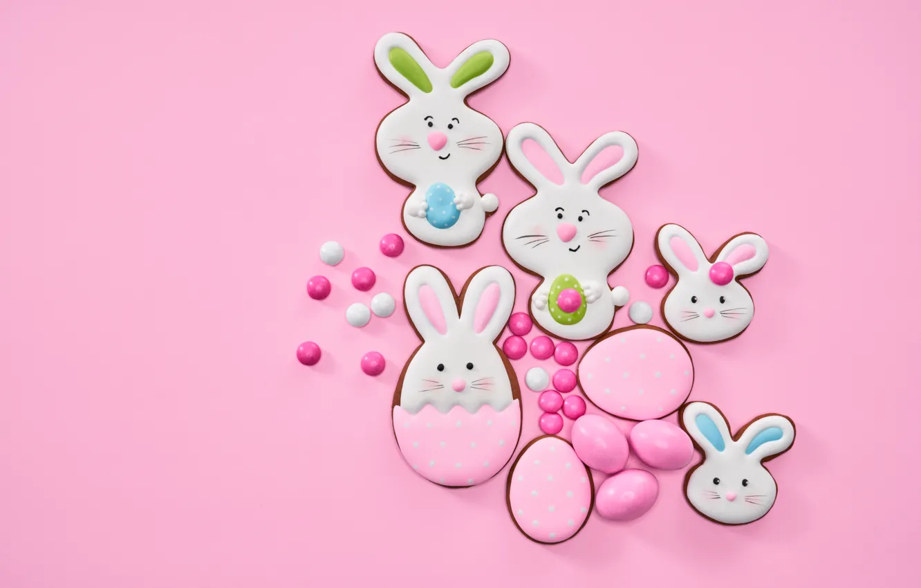 Photo wallpaper background, pink, cookies, Easter, figures, Serhii Bobyk