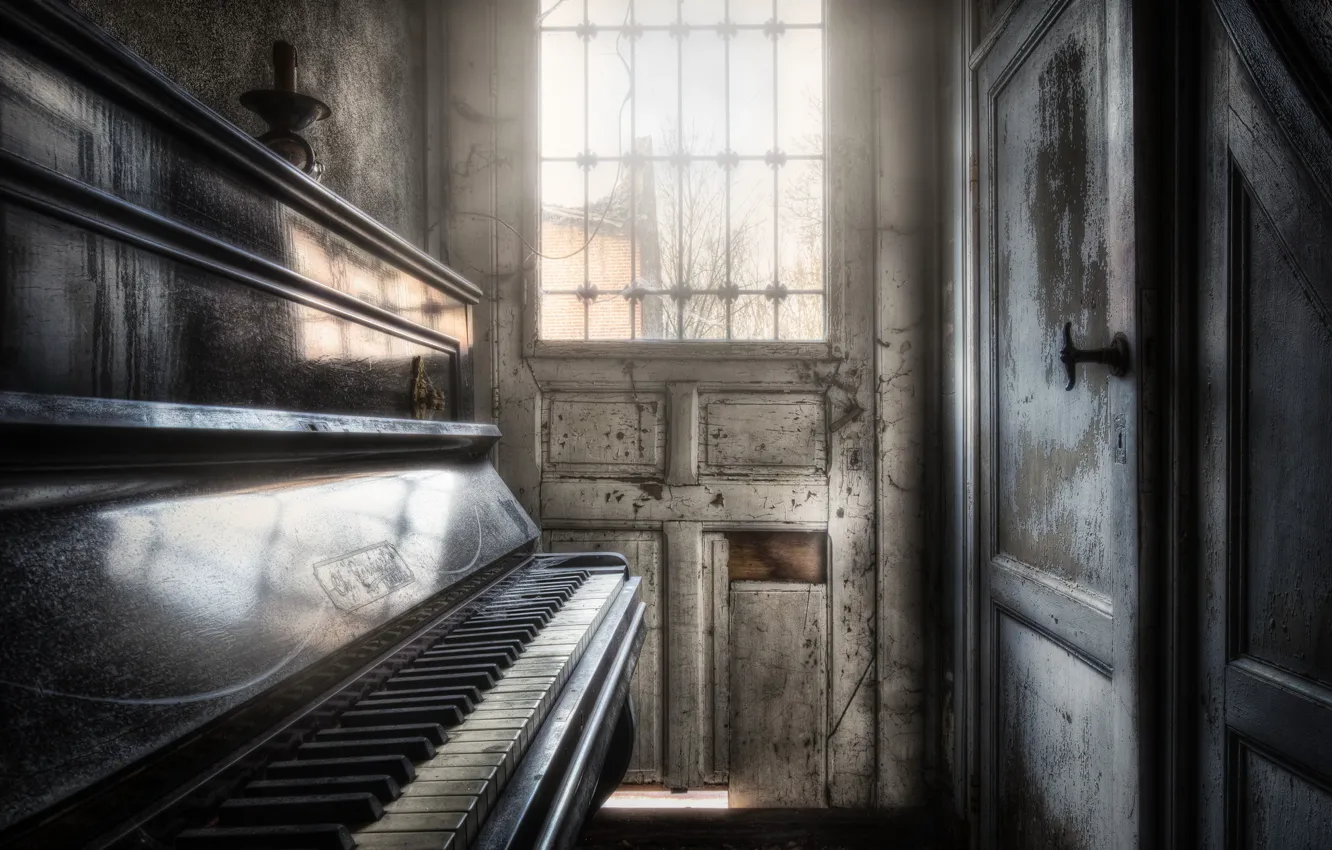 Photo wallpaper macro, music, piano