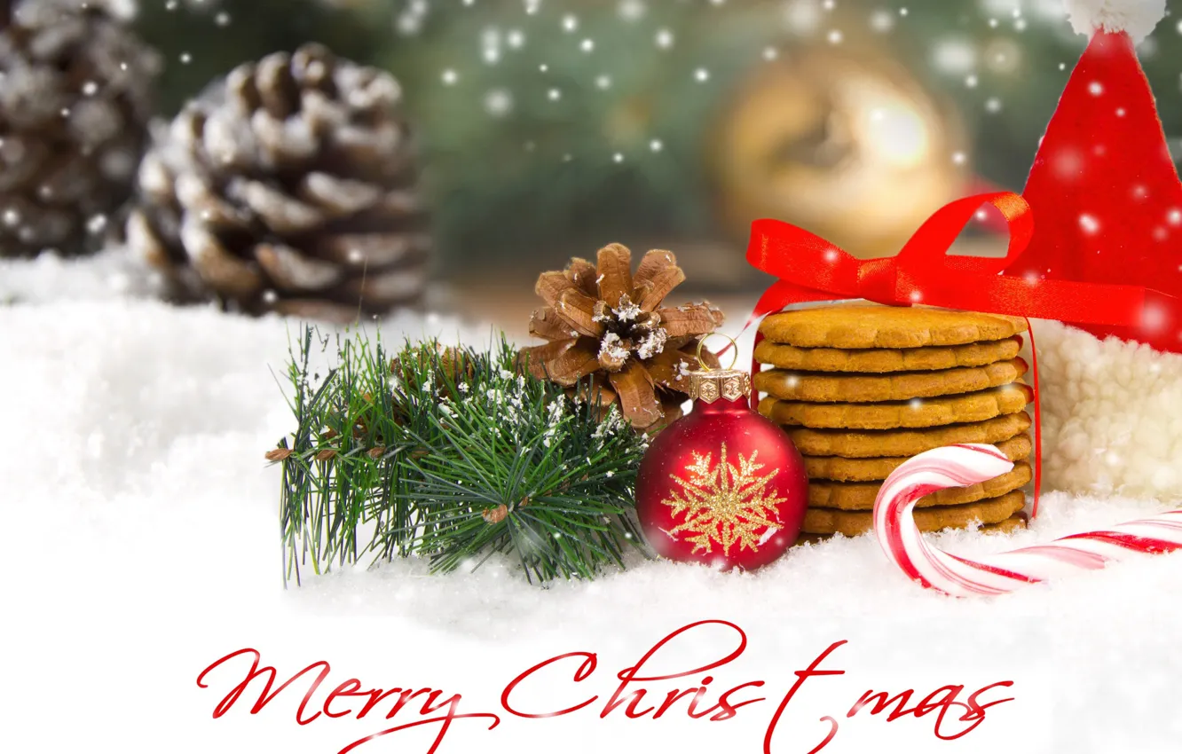 Photo wallpaper winter, holiday, cookies, tape, New year, red, bumps, merry christmas