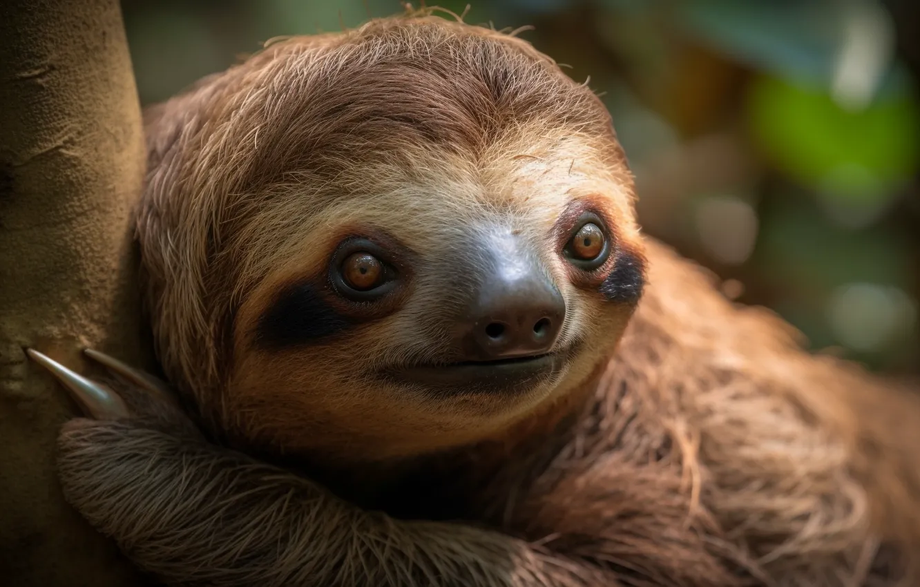 Photo wallpaper look, leaves, close-up, branches, nature, portrait, paws, claws