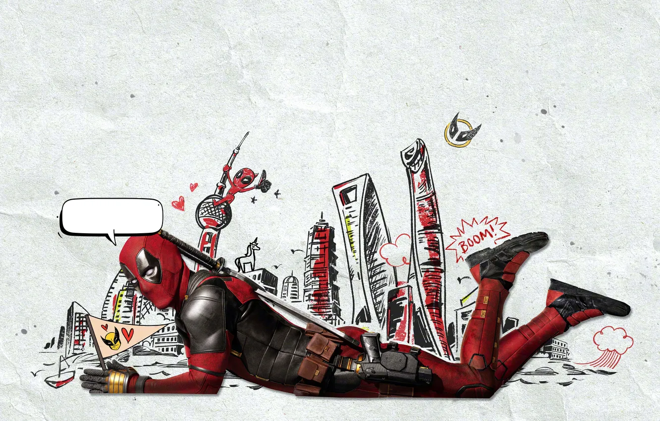 Photo wallpaper Ryan Reynolds, Deadpool, Deadpool, Marvel Studios, 2024, Deadpool & Wolverine, Dogpool, Deadpool and Wolverine
