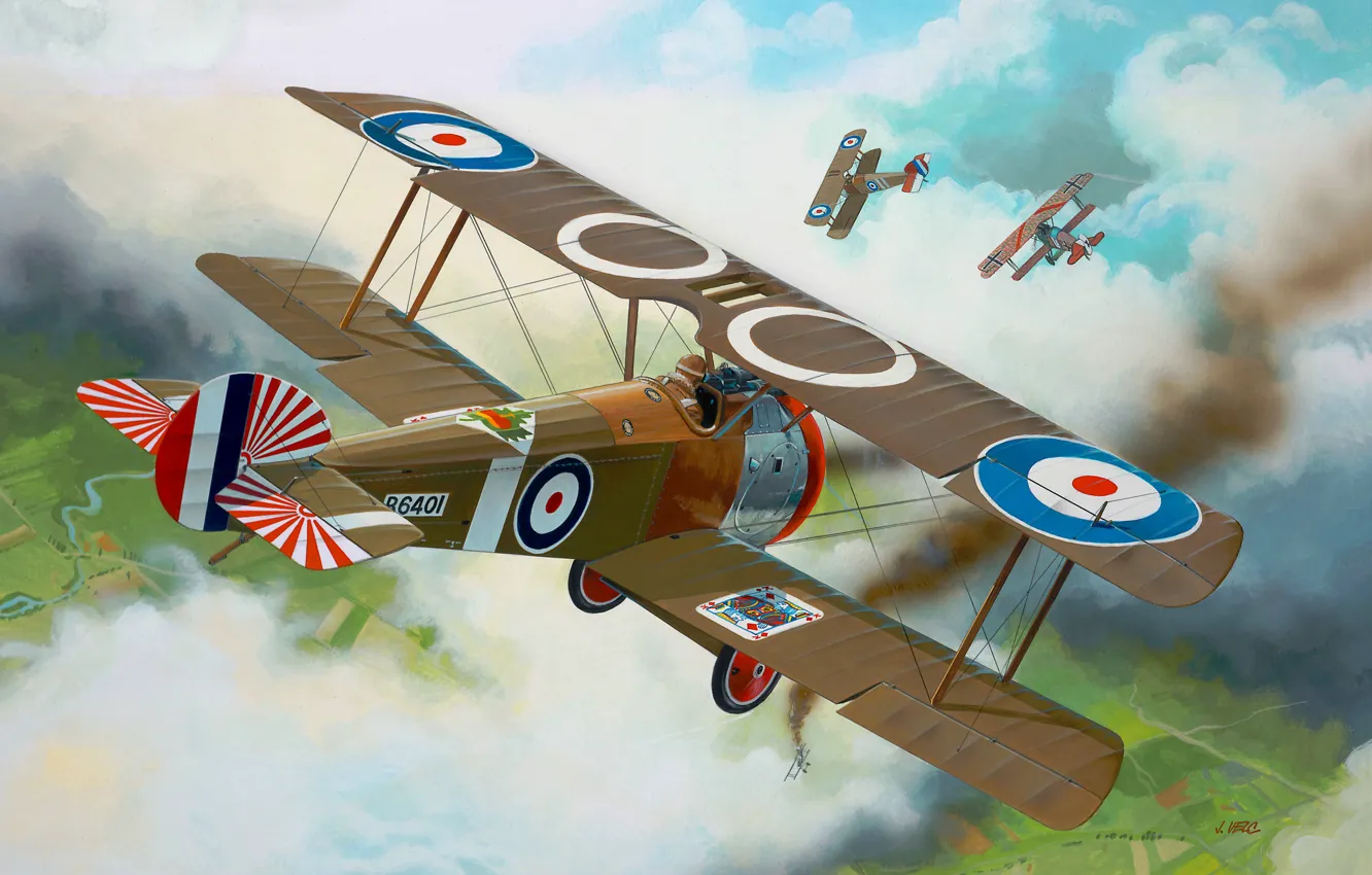 Photo wallpaper Fighter, Biplane, UK, Sopwith Camel F.1, The first World war, Combat aircraft