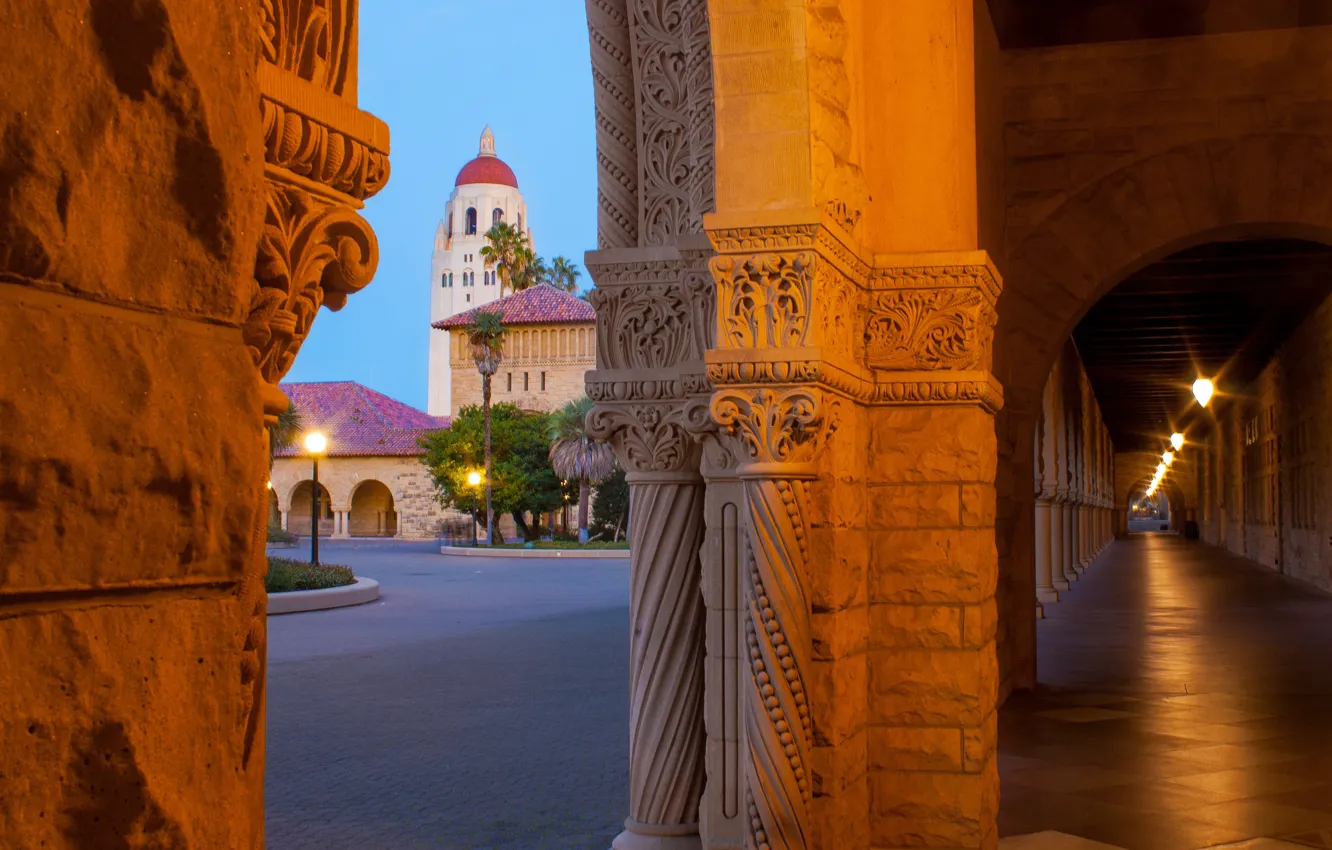 Photo wallpaper CA, arch, California, Stanford, corridor, Stanford University, Stanford, Stanford University