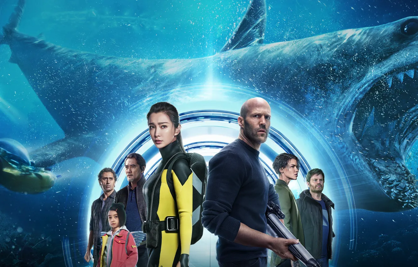 Photo wallpaper shark, characters, The Meg, The Meg (2018), Megalodon, Meg: Monster depth