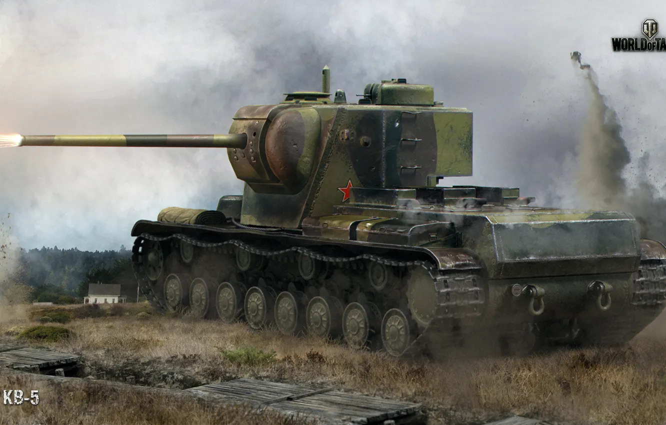 Photo wallpaper field, forest, the explosion, shot, battle, tank, Soviet, World of Tanks