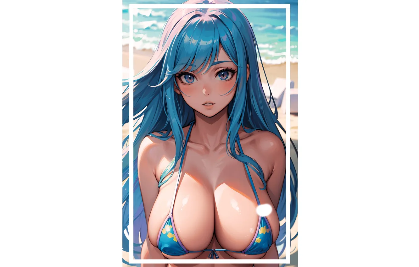 Photo wallpaper kawaii, girl, hot, beach, sea, boobs, anime, pretty