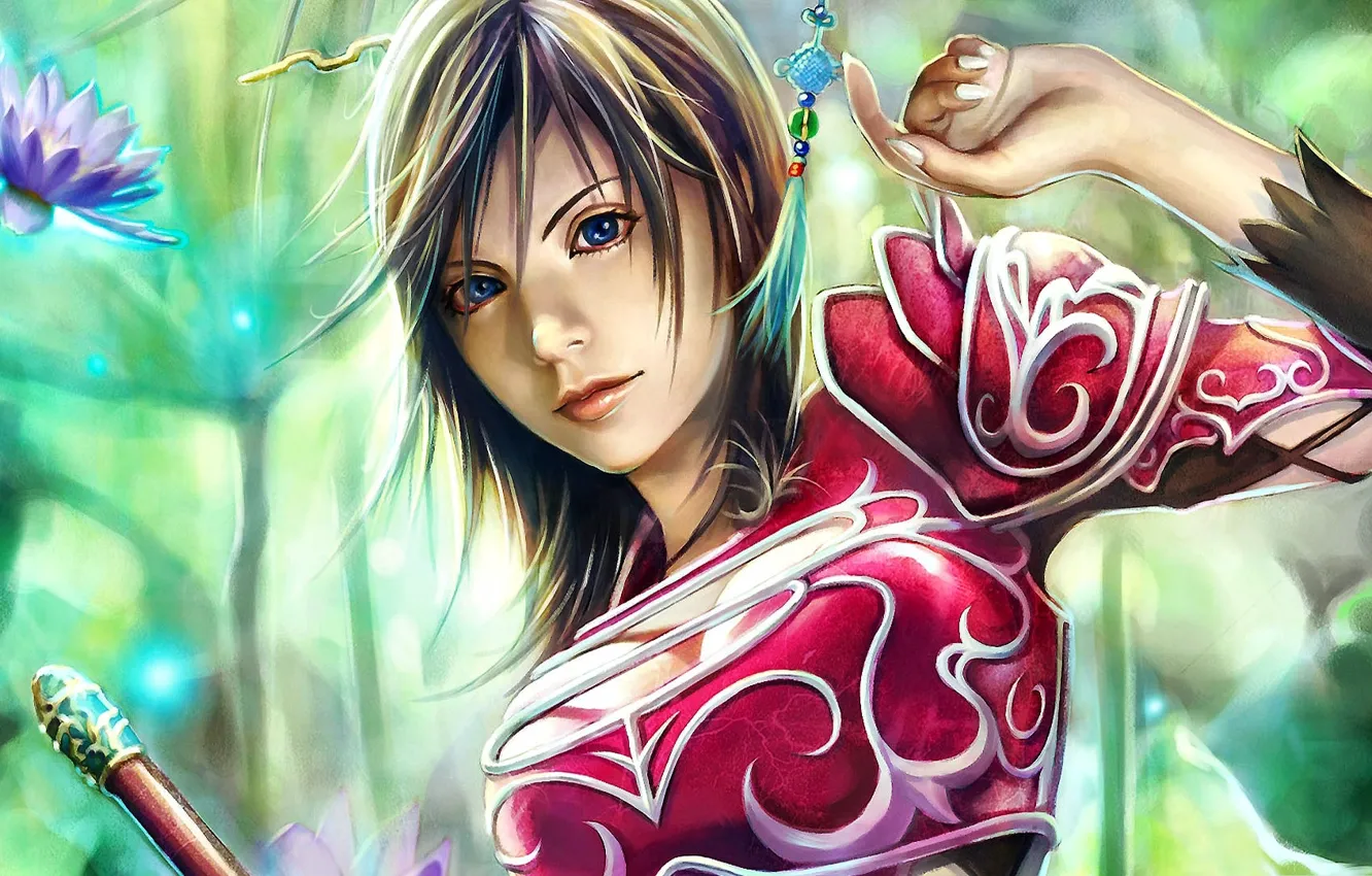 Photo wallpaper girl, fantasy, sword, warrior, art