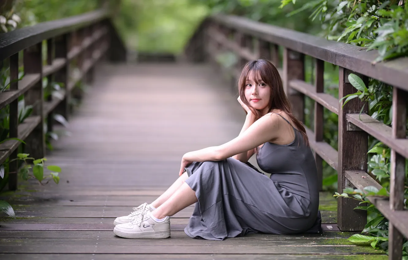 Photo wallpaper girl, dress, Asian