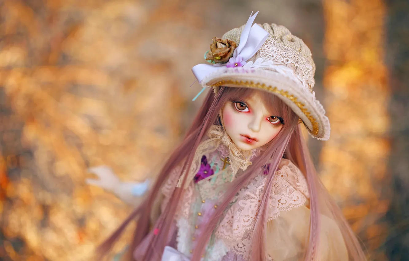 Photo wallpaper autumn, look, nature, face, retro, background, clothing, hair