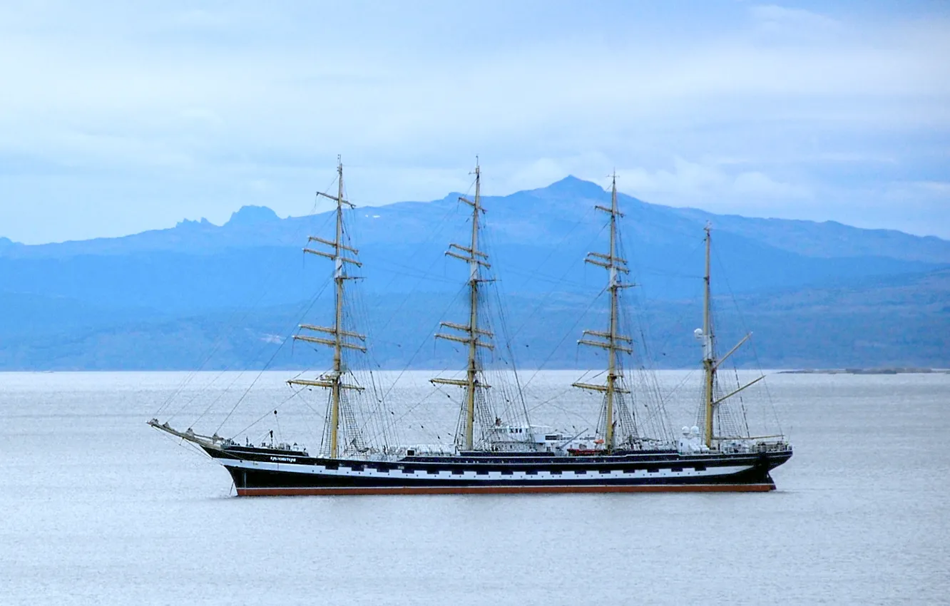 Photo wallpaper sailboat, RAID, Kruzenshtern, bark