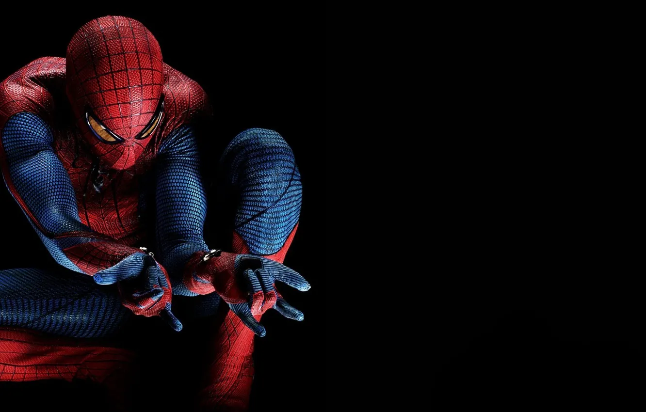 Photo wallpaper darkness, hero, costume, The Amazing Spider-Man, Andrew Garfield, New spider-Man, Andrew Garfield