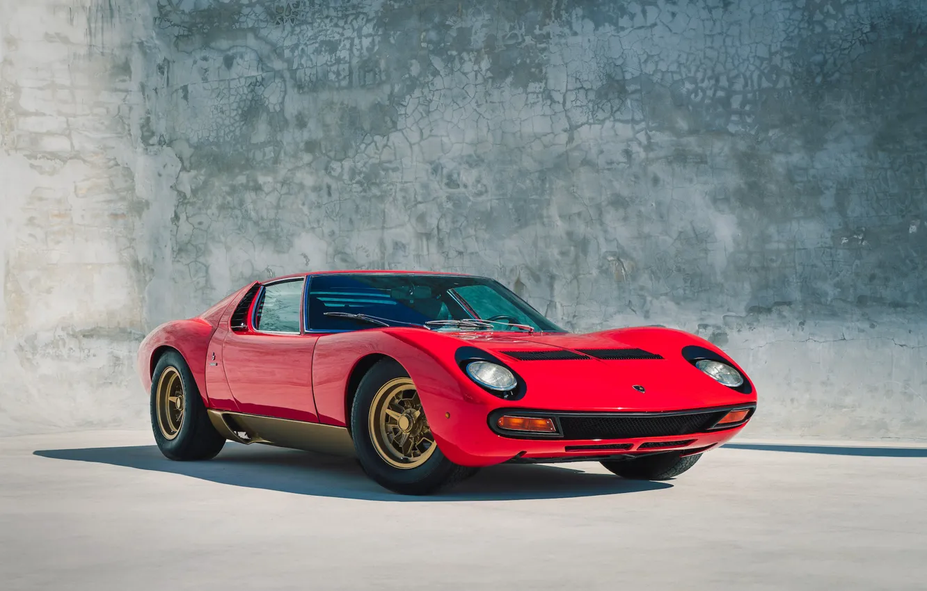 Photo wallpaper Lamborghini, red, Classic, Legend, Miura, 1972, Supercar