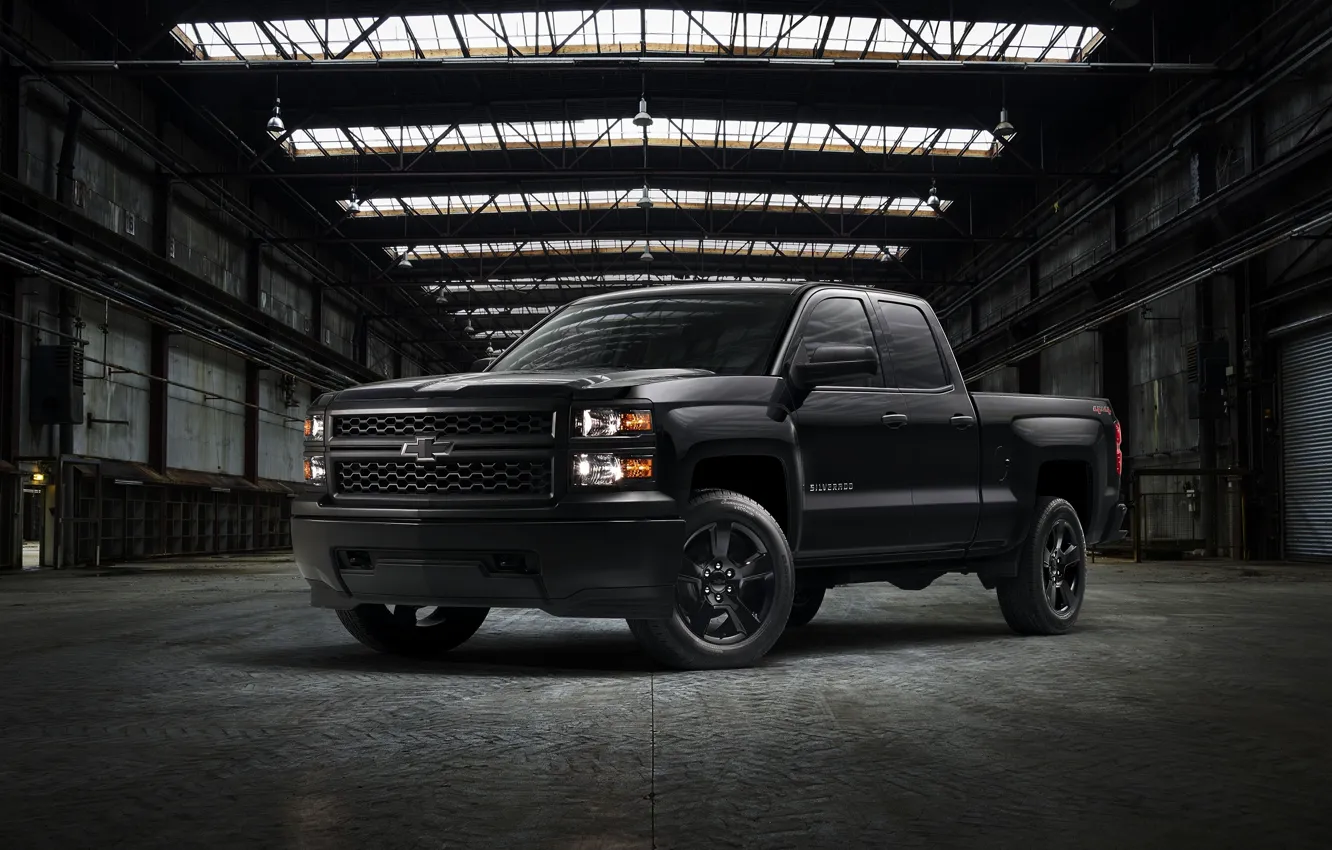 Photo wallpaper Chevrolet, Chevrolet, pickup, Double Cab, Silverado, 2015, silverado, Black Out