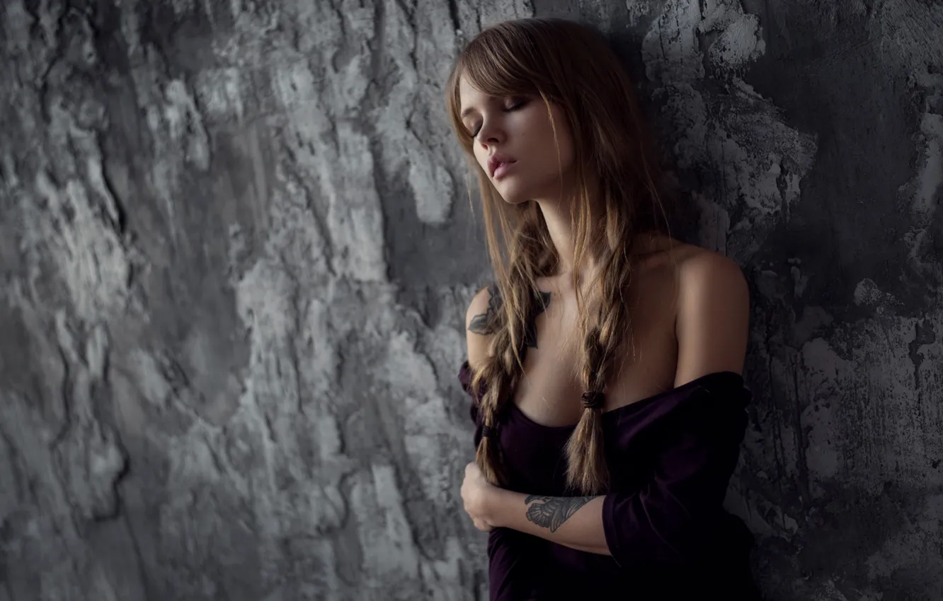 Photo wallpaper tattoo, braids, Nastya, Anastasia Shcheglova