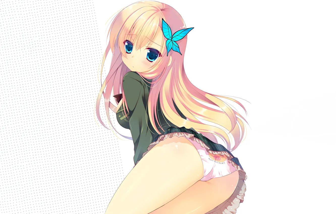 Photo wallpaper girl, sexy, lingerie, ass, pantsu, school uniform, panties, green eyes