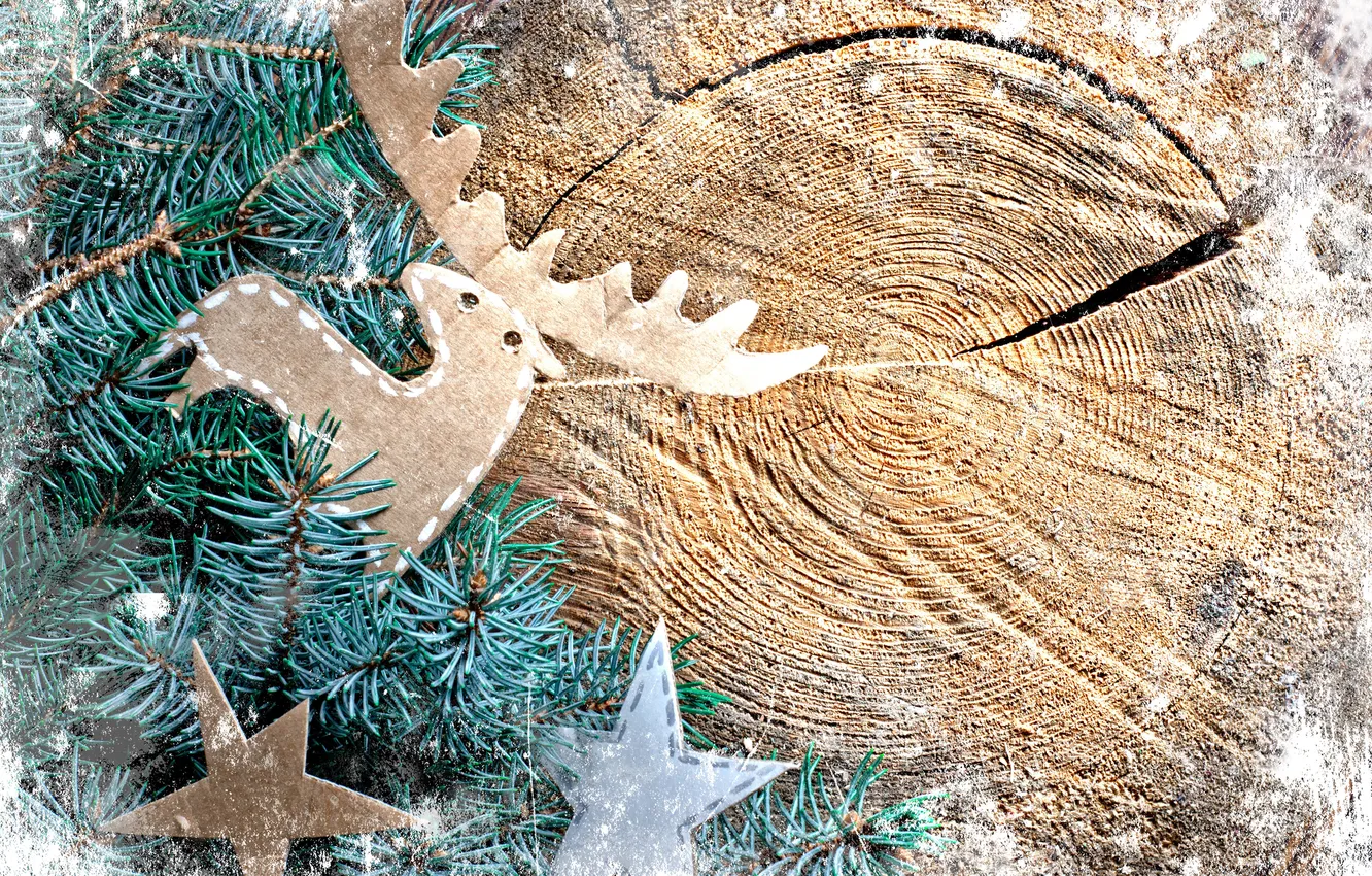 Photo wallpaper trees, branches, tree, deer, cardboard, stars, figures, DIY