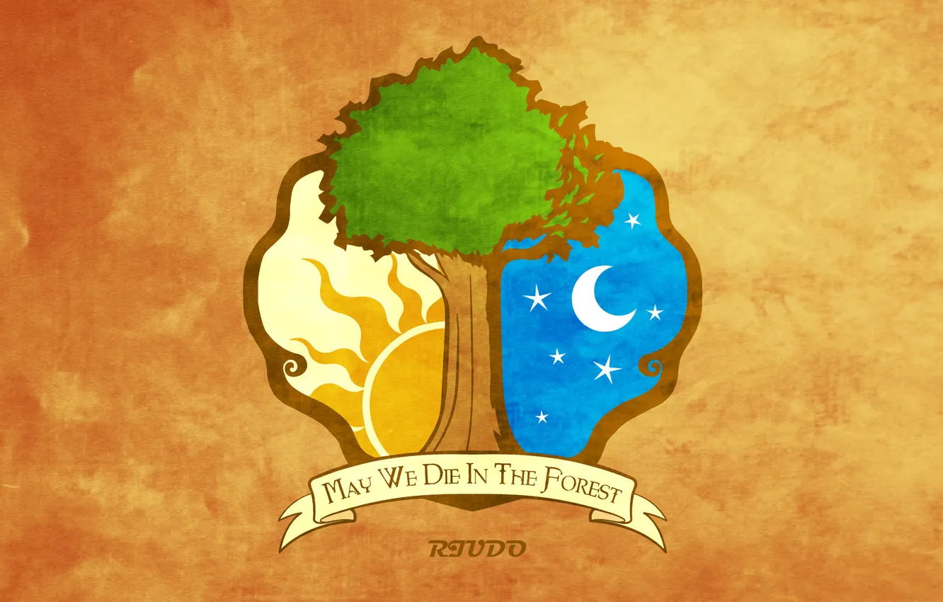 Photo wallpaper the sun, stars, trees, night, letters, the inscription, figure, a month