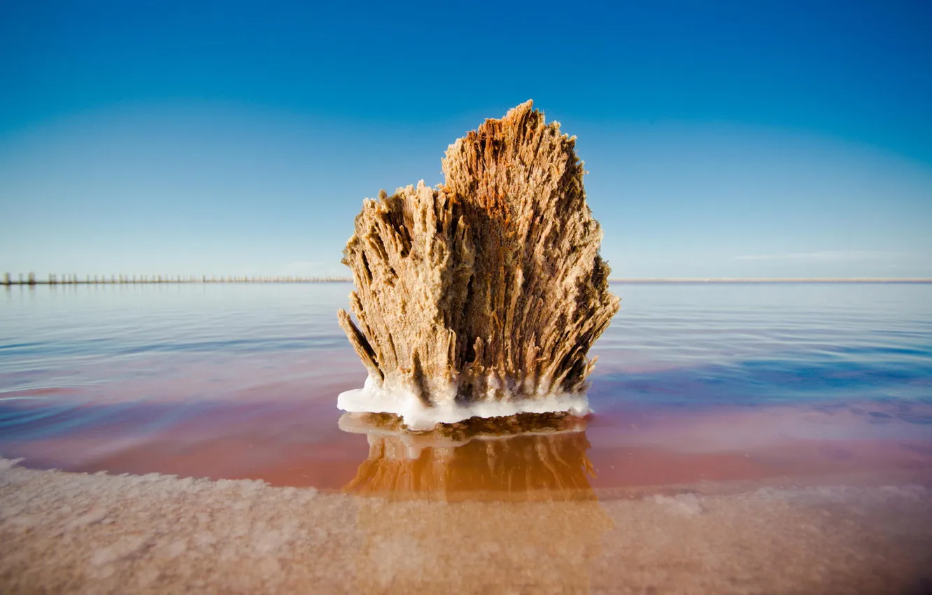 Photo wallpaper water, lake, stone, salt lake