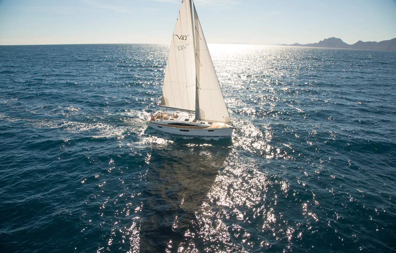 Photo wallpaper sea, the way, the wind, romance, coast, yacht, sails, swimming
