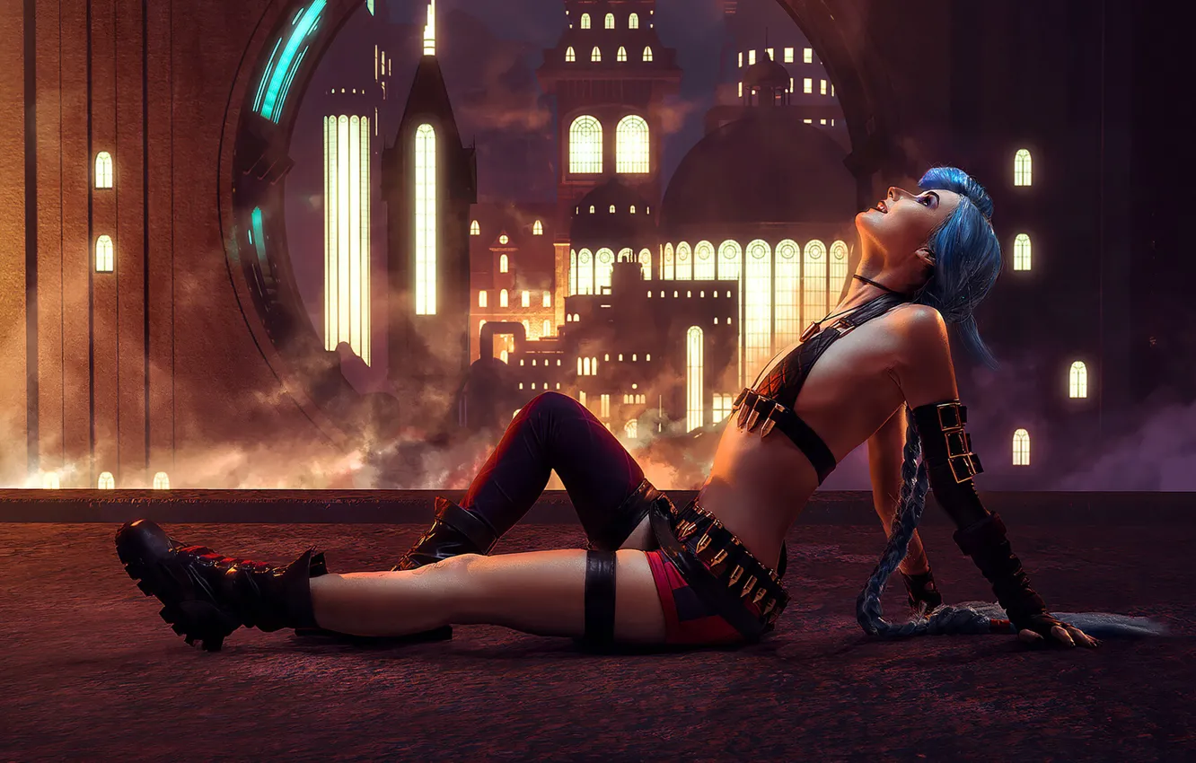 Photo wallpaper the game, shorts, game, cartridges, blue hair, League of Legends, LOL, League Of Legends