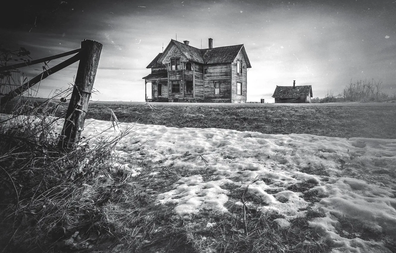 Photo wallpaper winter, field, home