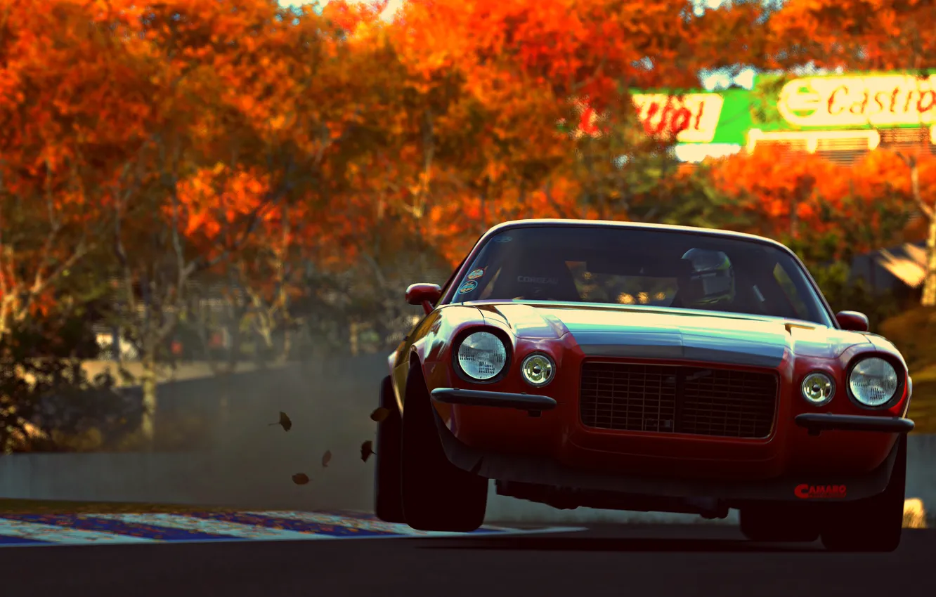 Photo wallpaper car, sport, red, game, muscle car, vehicle, Gran Turismo 6, pozzi motorsports camaro rs