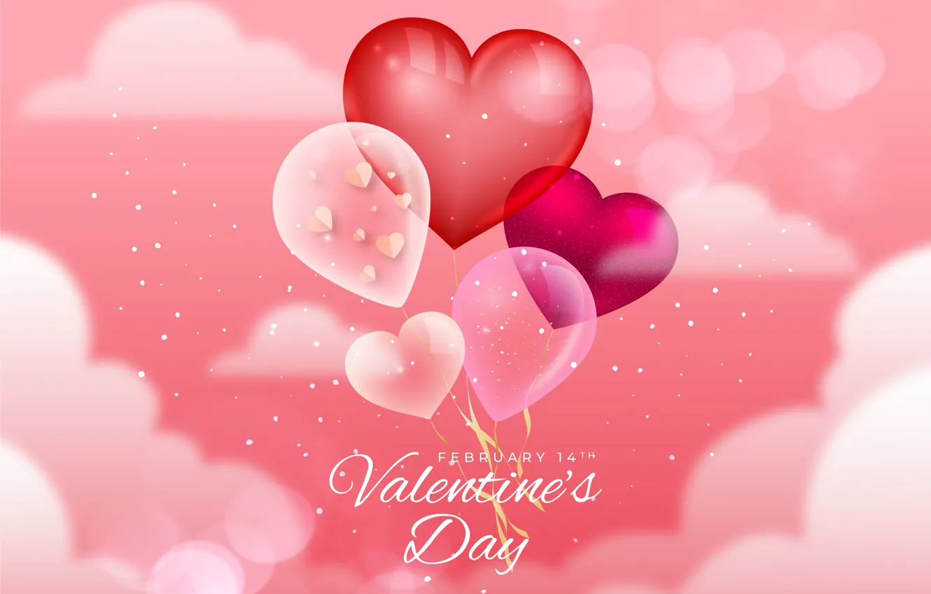 Photo wallpaper love, rendering, holiday, heart, hearts, pink background, Valentine's day, Valentine's day