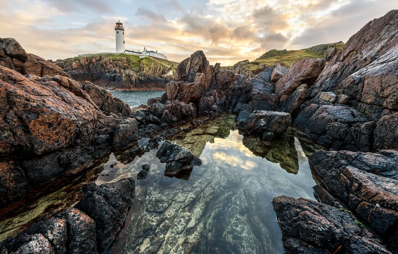 Photo wallpaper rocks, coast, lighthouse