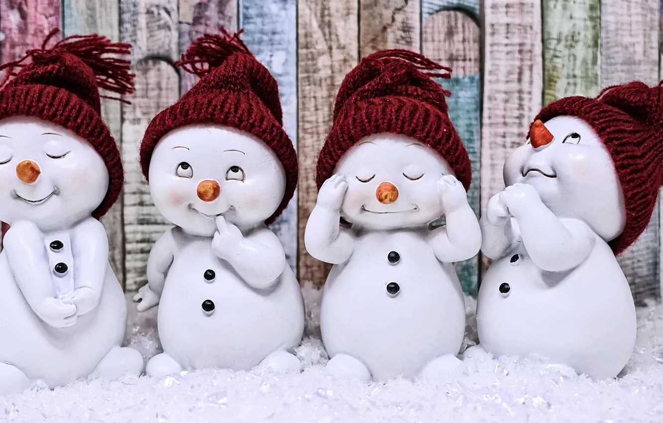 Photo wallpaper figures, beanie, the snowmen, cute
