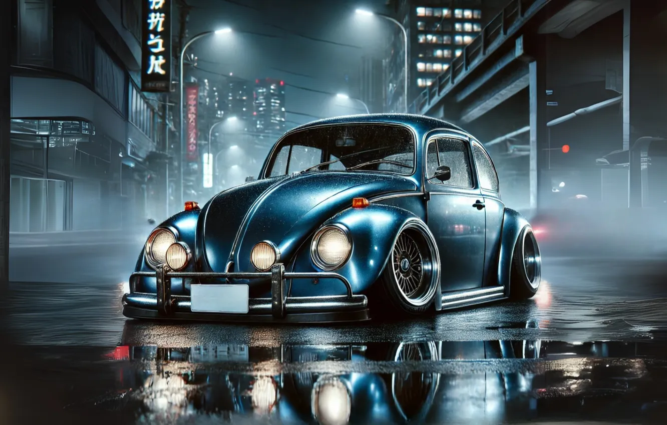 Photo wallpaper car, landscape, AI Art