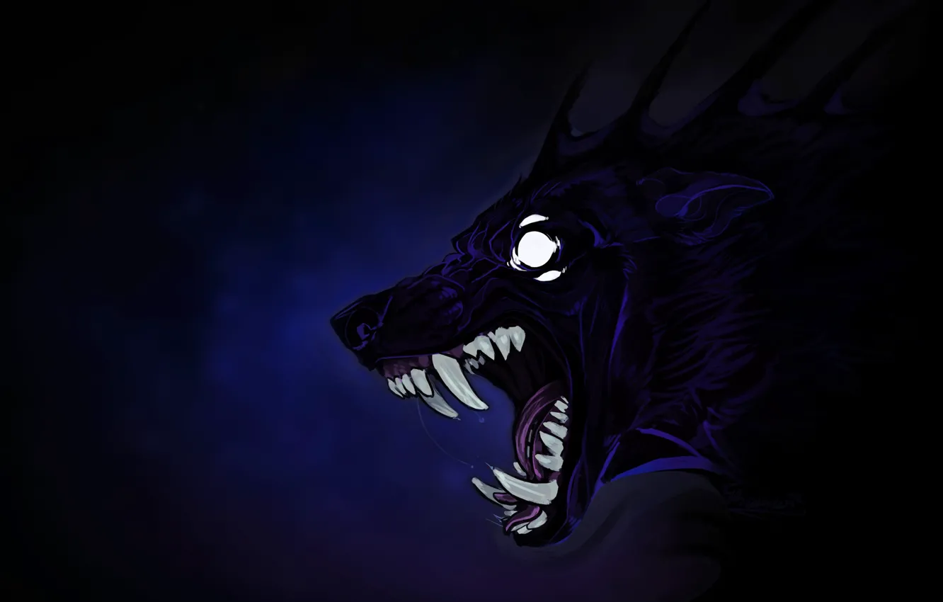 Photo wallpaper eyes, monster, fangs, beast, werewolf