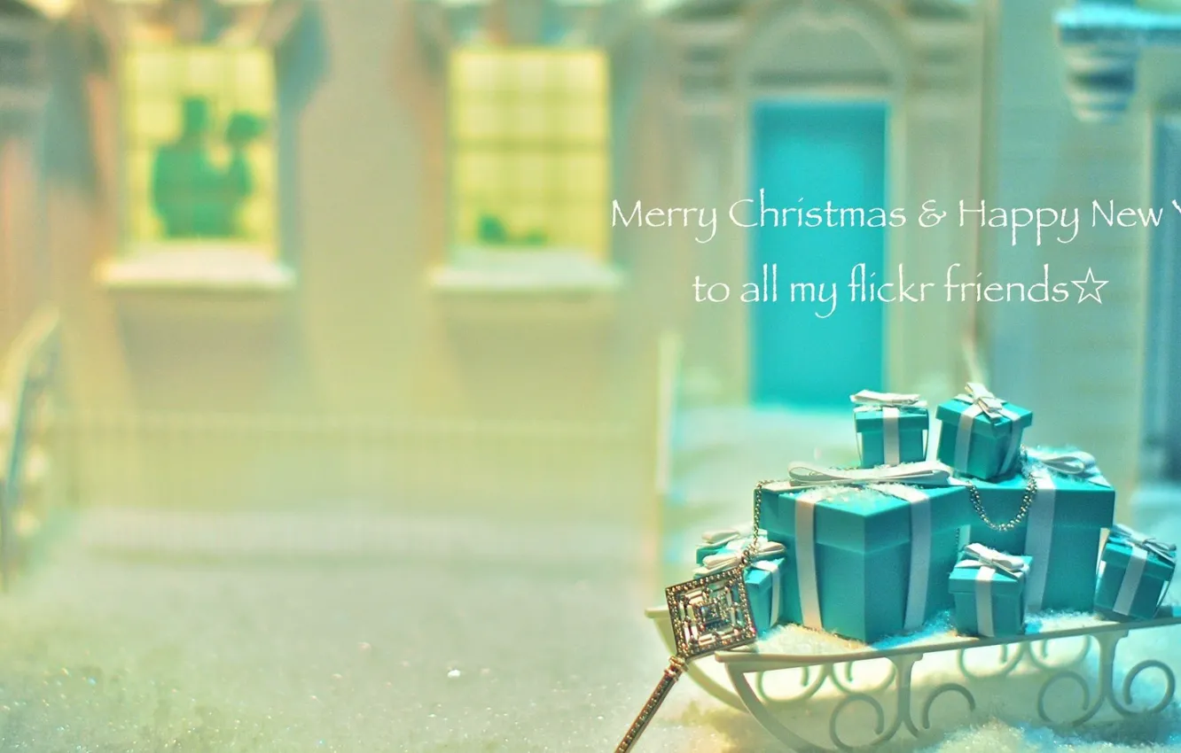 Photo wallpaper snow, decoration, gift, key, Tuffany & Co