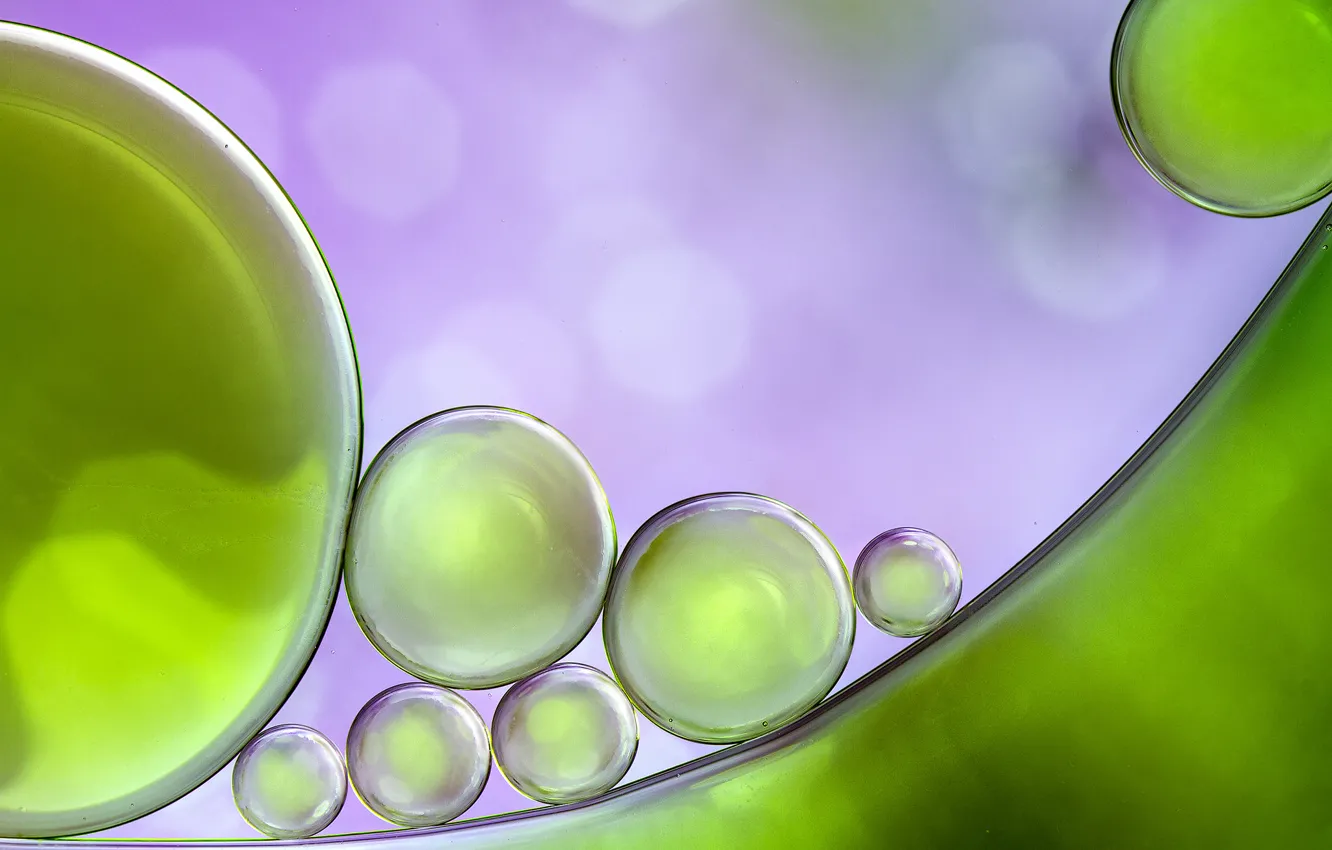 Photo wallpaper water, bubbles, color, oil, ball, the air, the volume