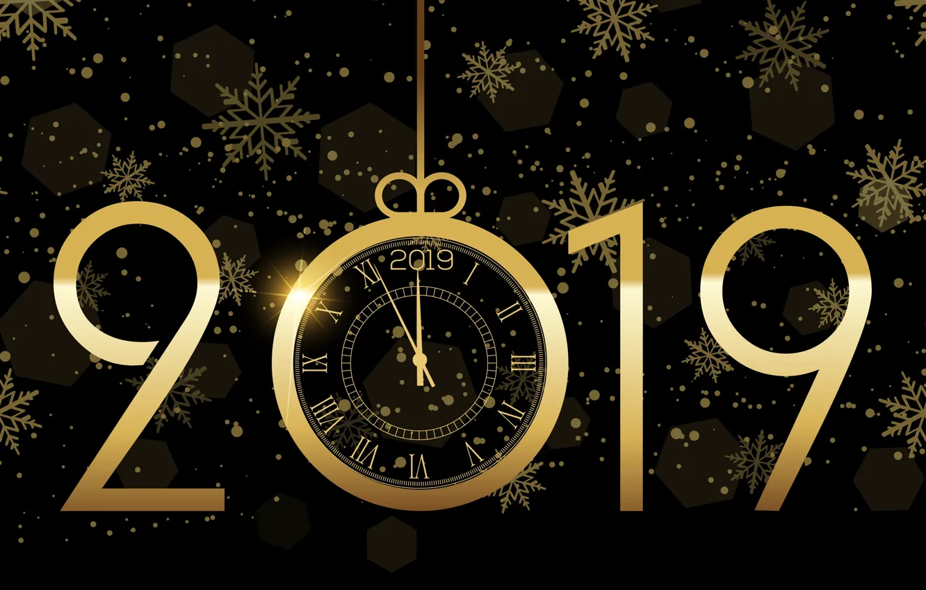 Photo wallpaper gold, new year, figures, golden, black background, black, background, New Year