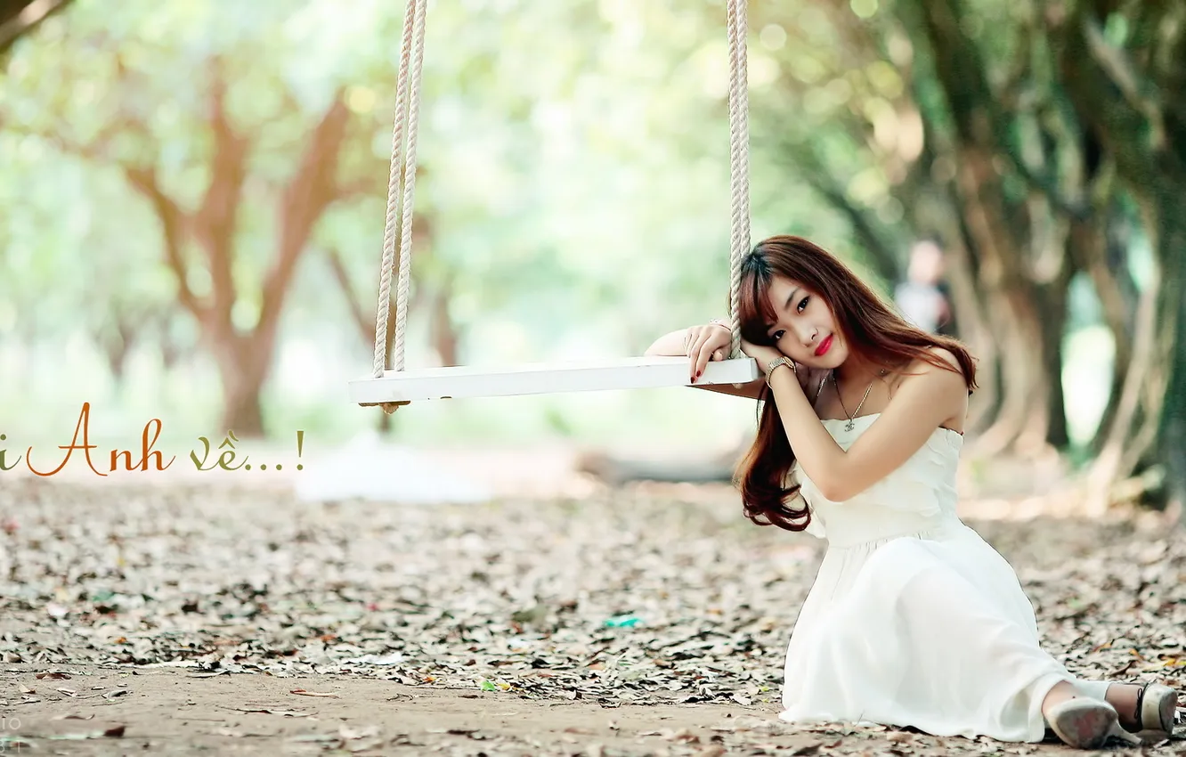 Photo wallpaper girl, background, Asian