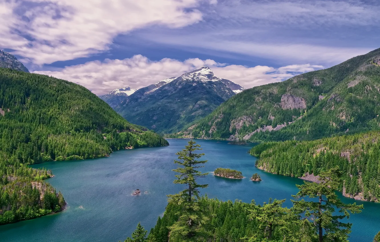 Photo wallpaper mountains, Washington, Washington, Lake Of The Devil, Diablo Lake