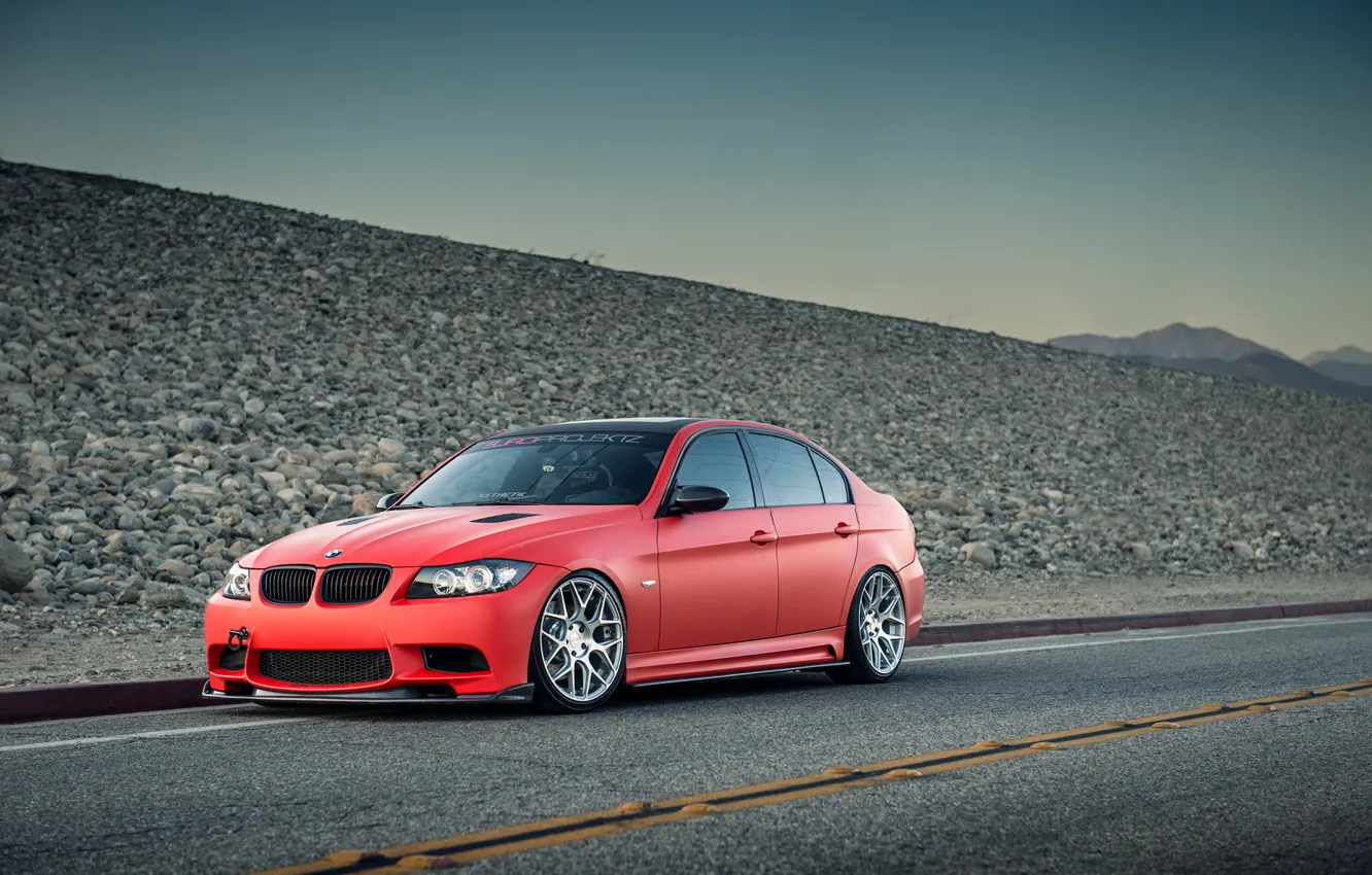 Photo wallpaper BMW, BMW, Red, red, tuning, 335i, E90, The 3 series
