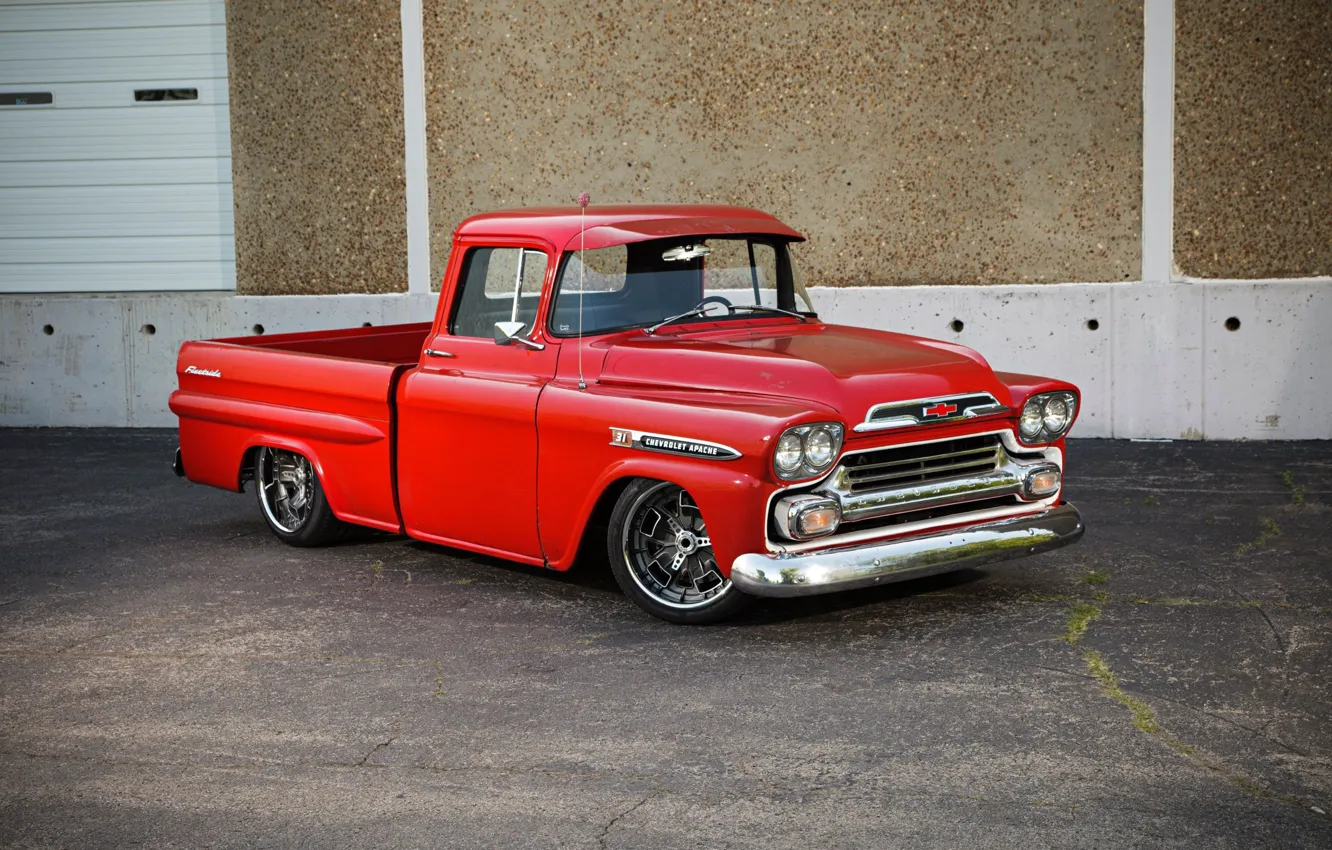 Photo wallpaper Chevrolet, Red, Pickup, Apache 3100