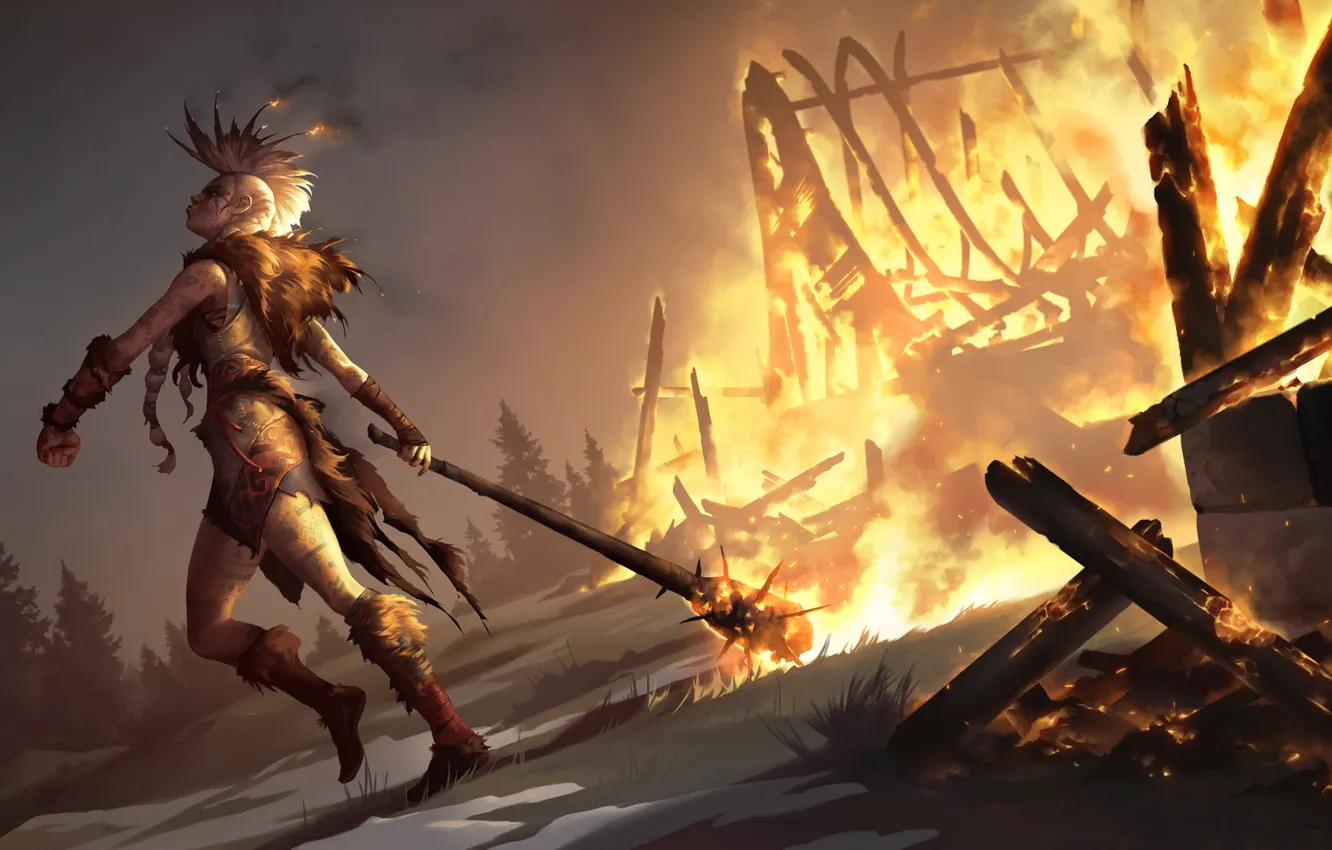 Photo wallpaper girl, lights, fire, Legends of Runeterra