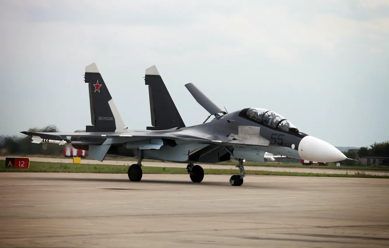 Photo wallpaper fighter, the plane, super-maneuverable, Dry, The Russian air force, multifunction, Su-30CM, MAKS-2013
