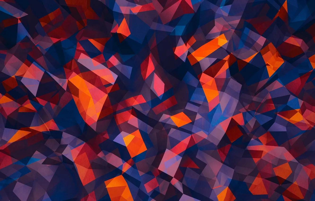 Photo wallpaper line, orange, blue, red, grey, triangles, form, angle