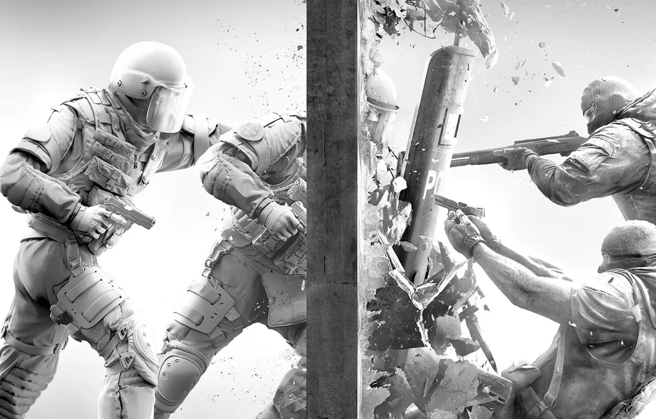 Photo wallpaper gun, weapons, wall, police, shooting, the bandits, shield, storm