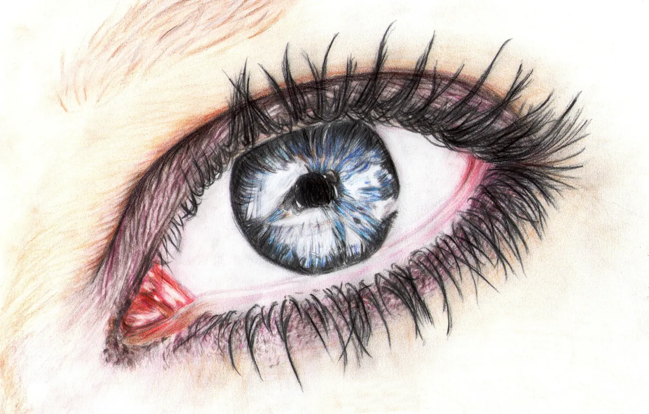 Photo wallpaper eyes, eyelashes, pencils, painting