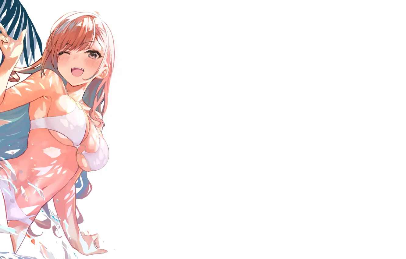 Photo wallpaper girl, sexy, boobs, anime, Sketch, bikini girl