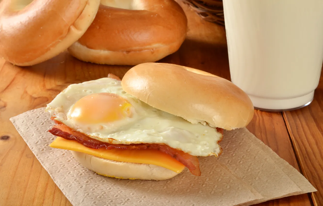 Photo wallpaper photo, food, scrambled eggs, fast food, buns, sandwiches